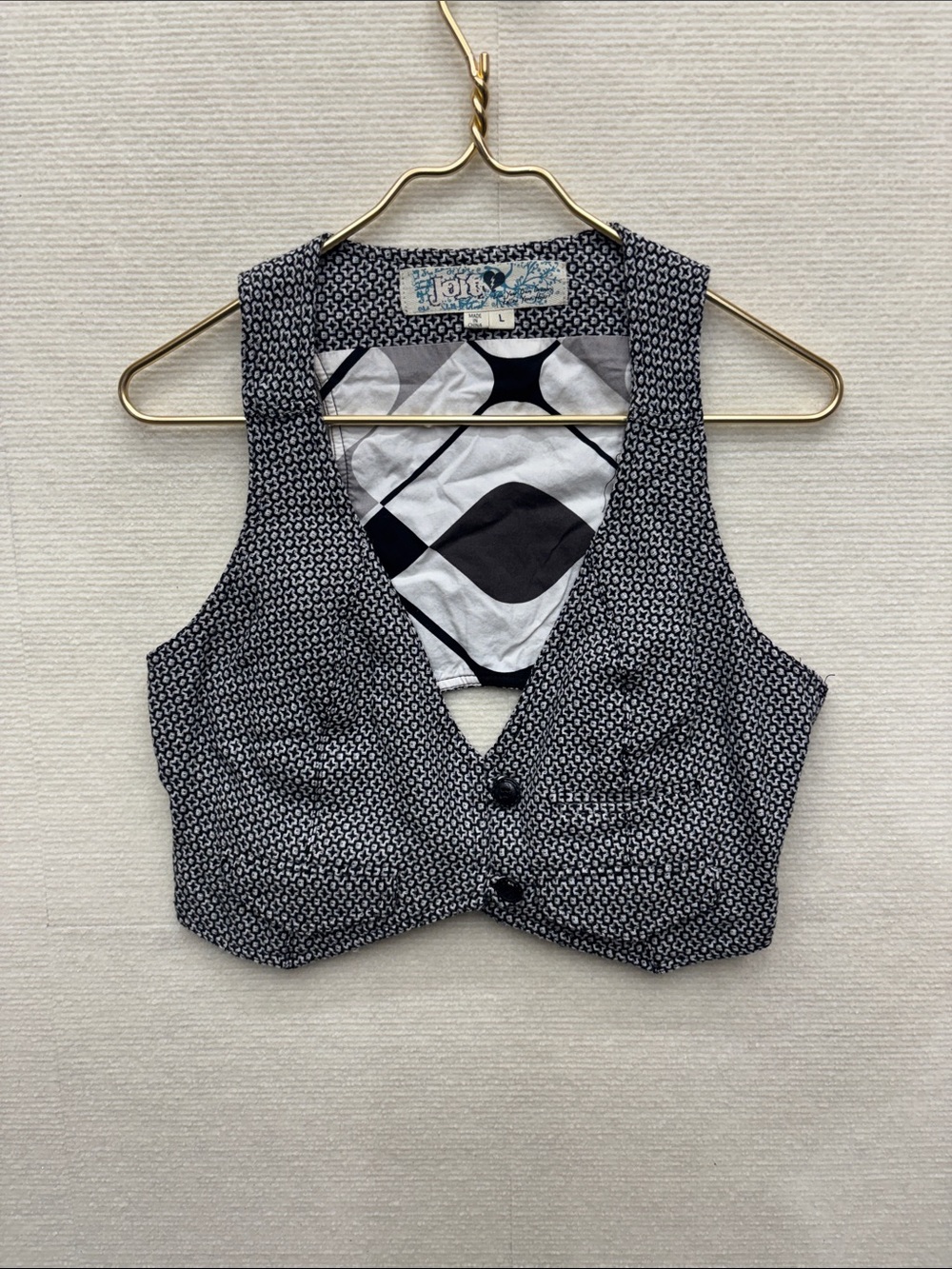 Jolt vintage Black & White Patterned Vest large